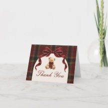 Carte de remerciement vintage ours en peluche tart