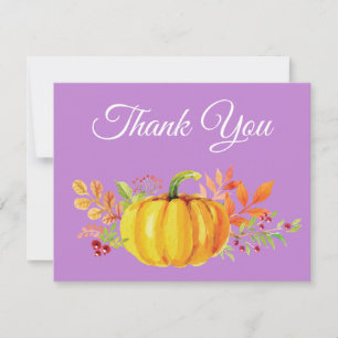 Remerciements Carte de remerciement violet citrouille automne aq