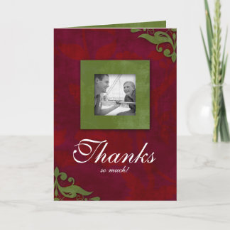 Remerciements Carte de remerciement Xmas Rouge Vert Mariage Flor