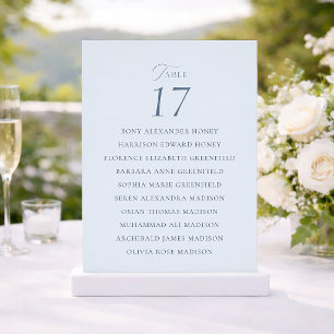 Remerciements Carte de Repérage de Table de Mariage Bleu Poussié