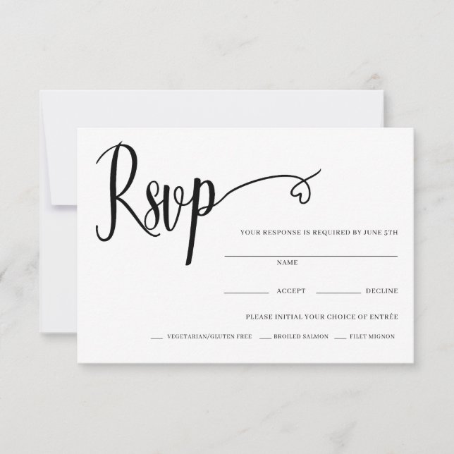 Remerciements Carte de réponse de mariage à script cœur minimal (Devant)