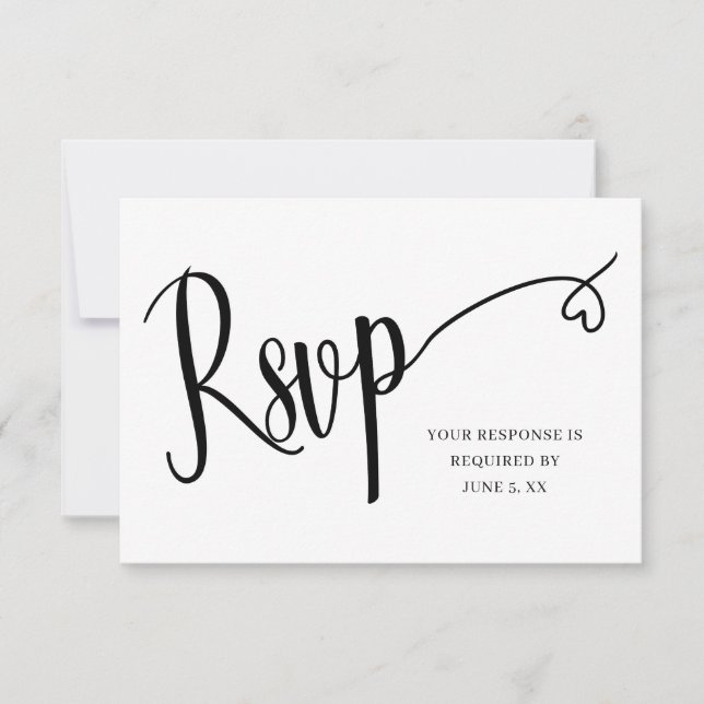 Remerciements Carte de réponse de mariage à script cœur minimal (Devant)
