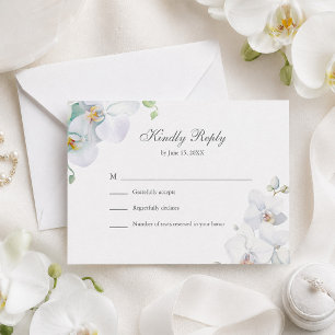 Remerciements Carte de réponse de mariage aux orchidées blanches