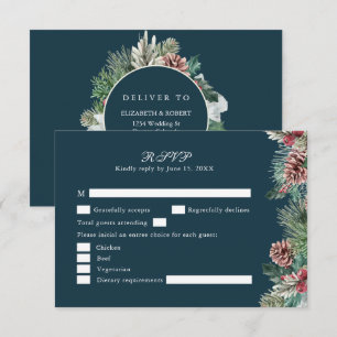Remerciements Carte de réponse de mariage Décoration hivernale