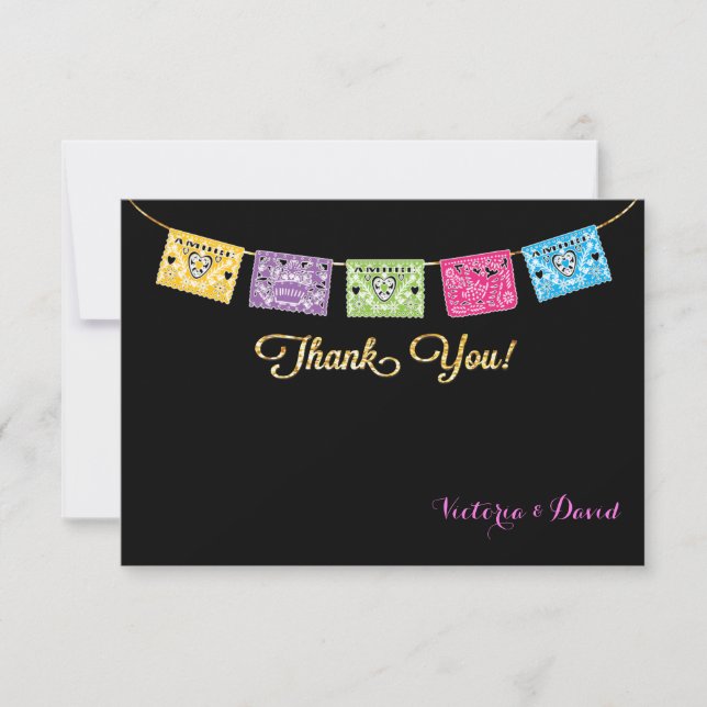 Remerciements Carte de réponse pour mariage mexicain (Devant)