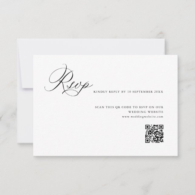 Remerciements Carte de réponse QR code de mariage à calligraphie (Devant)