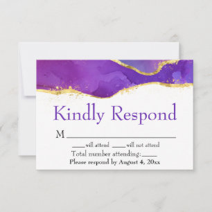 Remerciements Carte de réponse RSVP à l'encre abstraite Fuchsia