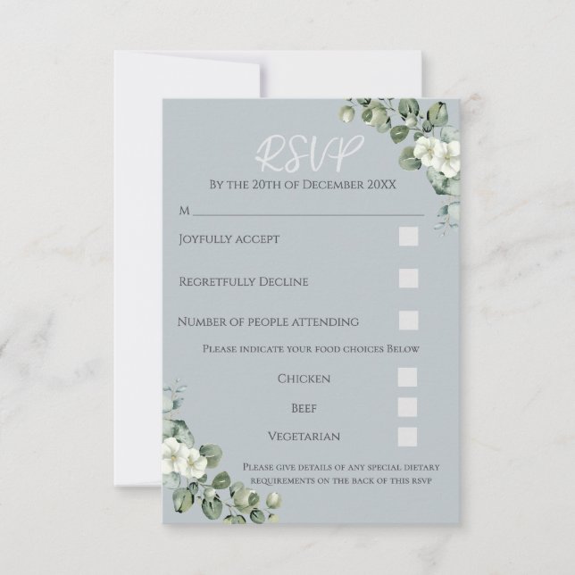 Remerciements Carte de réponse RSVP de mariage Eucalyptus modern (Devant)