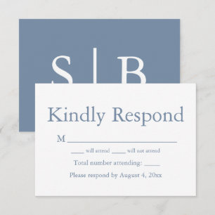 Remerciements Carte de réponse RSVP Dusty Bue Monogram