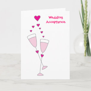 Remerciements Carte de réponse simple de mariage avec toast au c