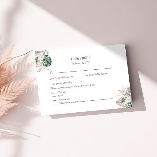 Remerciements Carte de réponse Tropical Orchid et Monstera
