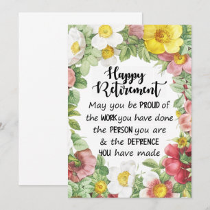 Remerciements Carte de retraite, carte de travail de départ, car