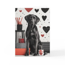 Carte de Saint-Valentin de chien du Labrador noir