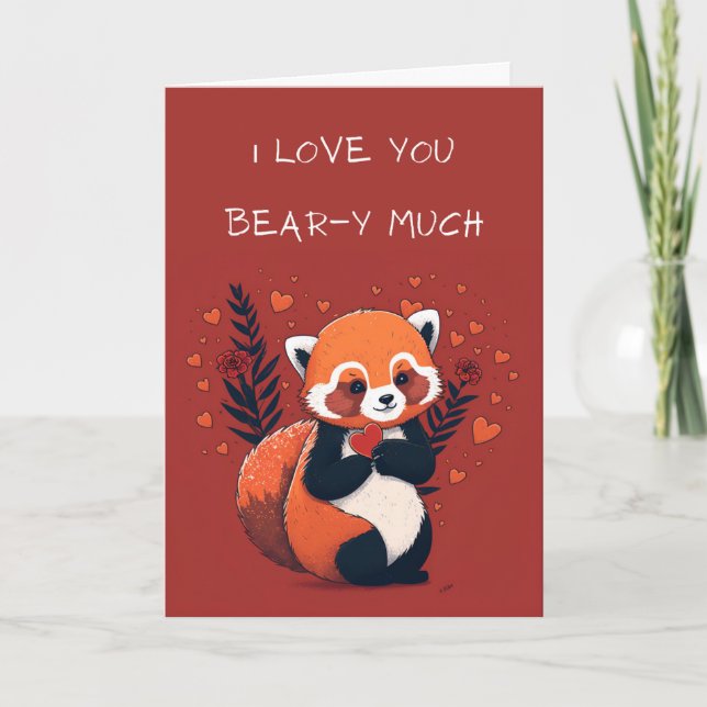 Remerciements Carte de Saint Valentin illustrée Red Panda Cute (Devant)