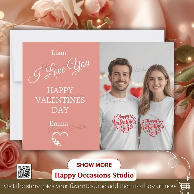 Remerciements Carte de Saint-Valentin moderne - Corail doux (Créateur téléchargé)