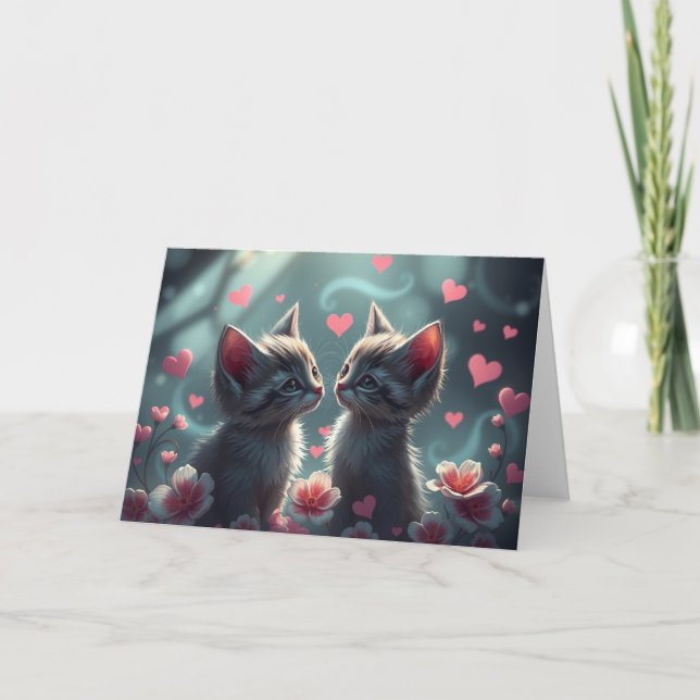 Remerciements Carte de Saint-Valentin Romantique pour Chat (Devant)