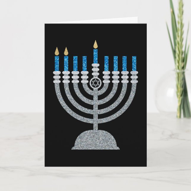 Remerciements Carte de scintillement de la 2e nuit de Hanukkah (Devant)