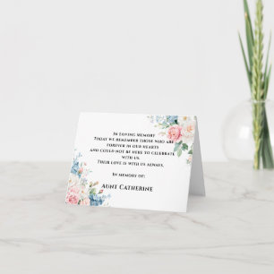Remerciements Carte de souvenir de mariage élégante à fleurs ros