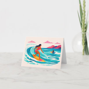 Remerciements carte de surfeur Aloha vierge à l'intérieur