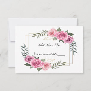 Remerciements Carte de table élégante géométrique rose rose