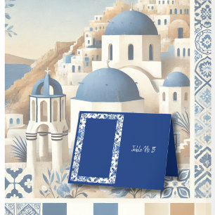Remerciements Carte de table Mariage de Santorini Bleu Méditerra