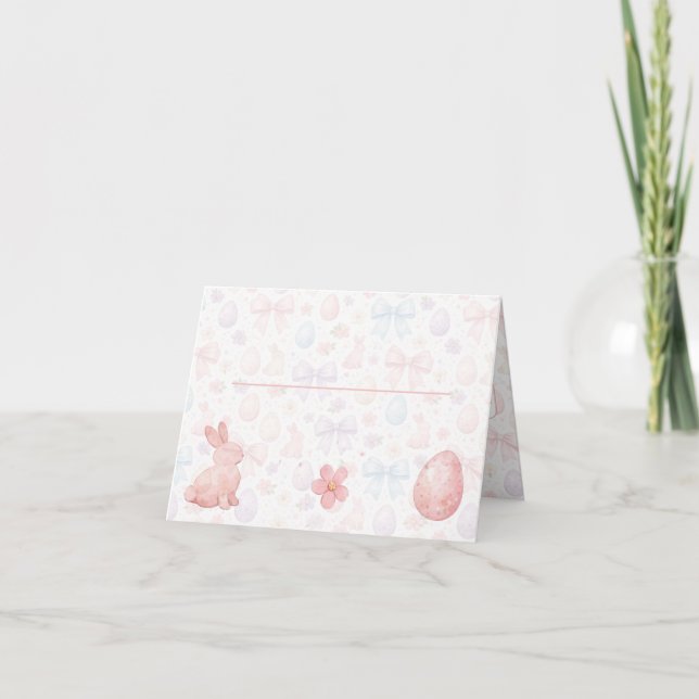 Remerciements Carte de table Pâques Coquette Bunny & Bows (Devant)
