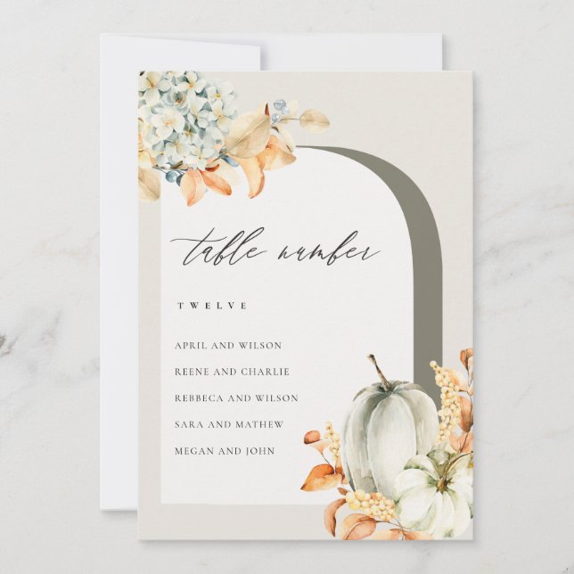 Remerciements Carte de table Rustic Fall Citrouille Leafating Ch (Devant)