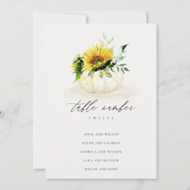 Remerciements Carte de table Rustic Sunflower Citrouille (Devant)