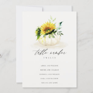 Remerciements Carte de table Rustic Sunflower Citrouille
