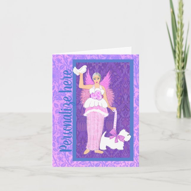 Remerciements Carte de vacances Art Nouveau White Westie Dog Pin (Devant)