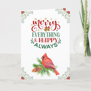 Remerciements Carte de vacances Customisée de Noël Redbirds
