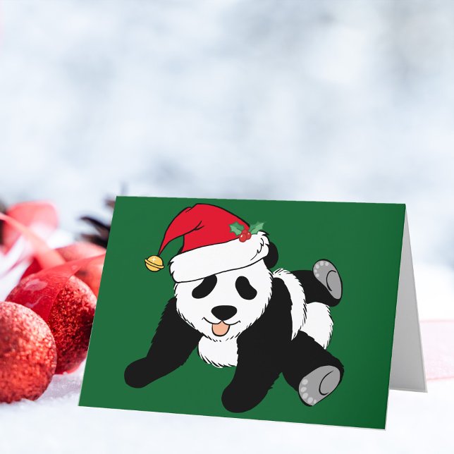 Remerciements Carte de vacances Noël Panda Bear Santa Hat (Créateur téléchargé)