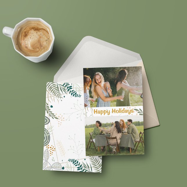 Remerciements Carte de vacances simple Floral Deux Photo (Créateur téléchargé)