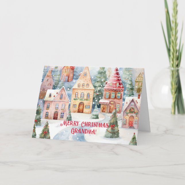 REMERCIEMENTS CARTE DE VILLAGE POUR GRANDMA À NOËL (Devant)