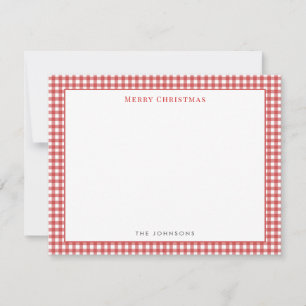 Remerciements Carte de vœux à carreaux gingham rouge Joyeux Noël
