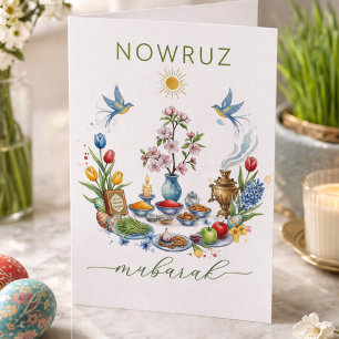 Remerciements Carte de vœux - Aquarelle florale Nowruz Mubarak