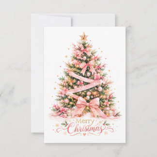 Remerciements Carte de vœux arbre de Noël rose