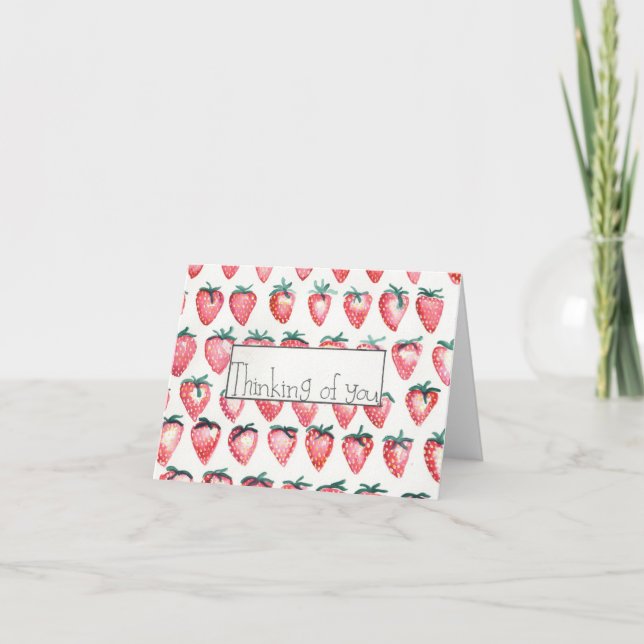 Remerciements Carte de voeux aux fraises (Devant)