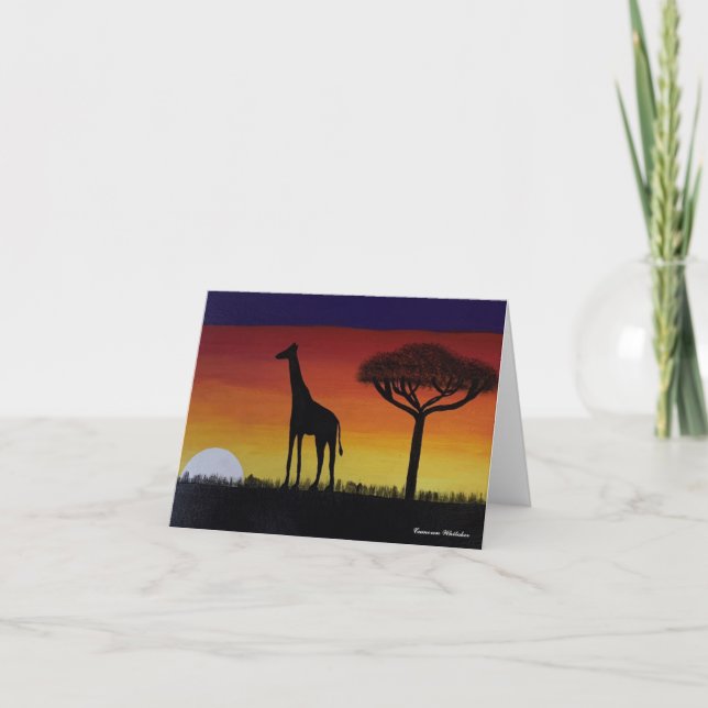 Remerciements Carte De Voeux Avec Un Coucher De Soleil En Afriqu (Devant)