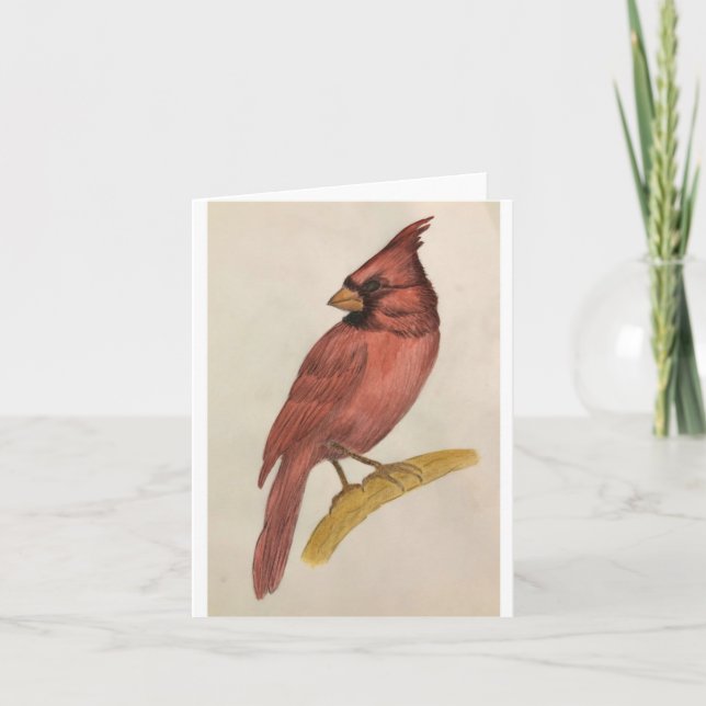 Remerciements Carte de voeux avec une peinture d'un cardinal (Devant)