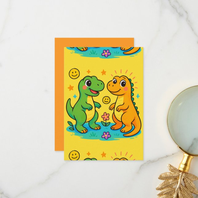 Remerciements Carte de vœux bébé Dino (Devant/Arrière en situation)