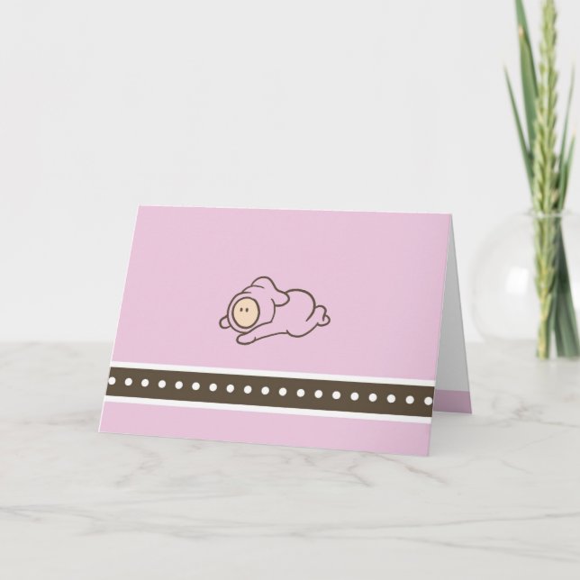 Remerciements Carte de vœux bébé rose et marron Cutietoots (Devant)