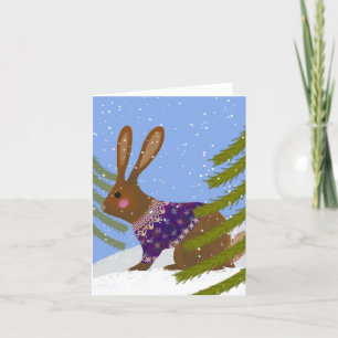 Remerciements Carte de voeux BLANK Rabbit Winter
