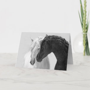 Remerciements Carte de voeux Cheval Black & White Stallion Frien