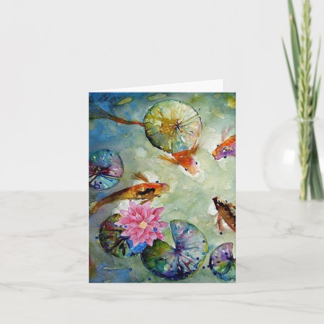 Remerciements Carte de voeux colorée Koi BLANK (Devant)