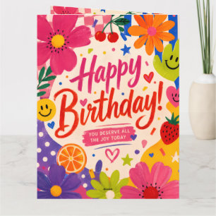 Remerciements Carte de vœux d'anniversaire colorée rétro pop ave