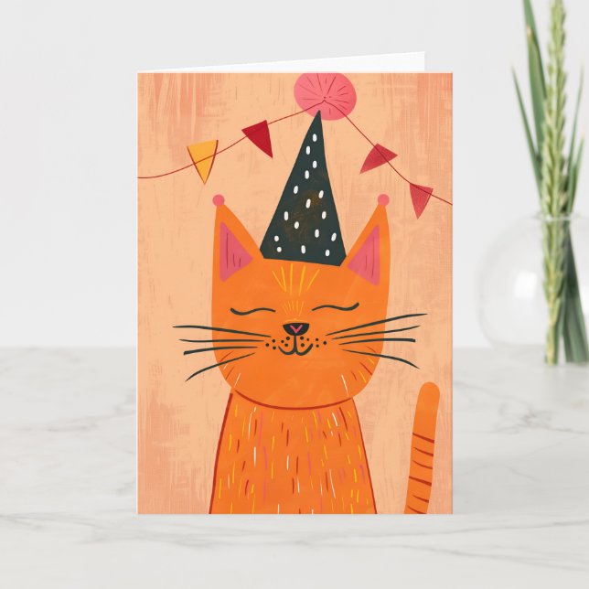 Remerciements Carte de voeux d'anniversaire de chats orange (Devant)