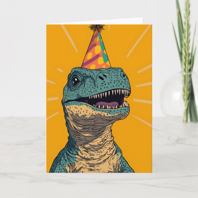 Remerciements Carte de voeux d'anniversaire de Dinosaur (Devant)