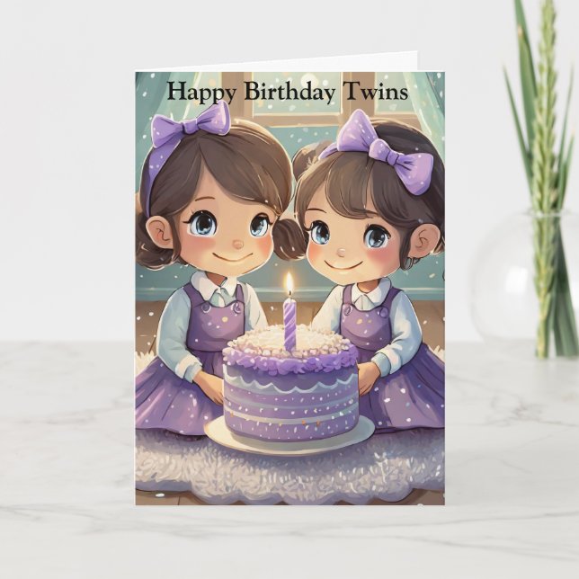 Remerciements Carte de voeux d'anniversaire Twin Girls (Devant)