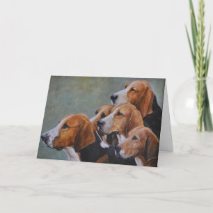 Remerciements Carte de vœux d'art de chiens Fox Hounds anglais